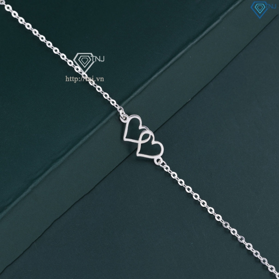 Lắc tay bạc nữ giá rẻ hình trái tim đôi LTN0442 - Trang Sức TNJ