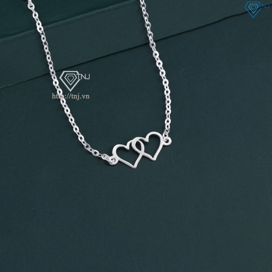 Lắc tay bạc nữ giá rẻ hình trái tim đôi LTN0442 - Trang Sức TNJ