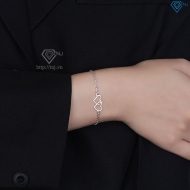 Lắc tay bạc nữ giá rẻ hình trái tim đôi LTN0442 - Trang Sức TNJ