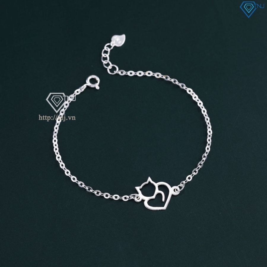 Lắc tay bạc nữ hình con mèo giá rẻ dễ thương LTN0443  Trang Sức TNJ