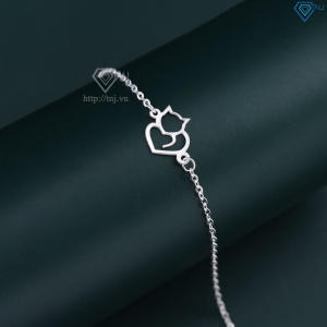 Lắc tay bạc nữ hình con mèo giá rẻ dễ thương LTN0443  Trang Sức TNJ