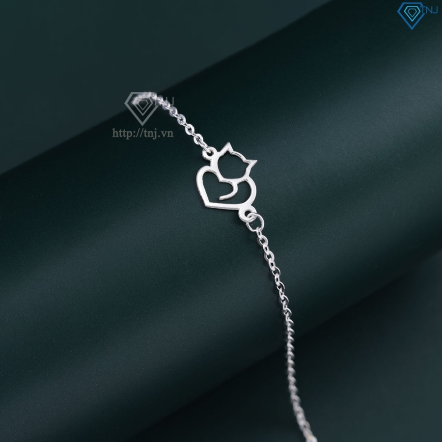 Lắc tay bạc nữ hình con mèo giá rẻ dễ thương LTN0443  Trang Sức TNJ