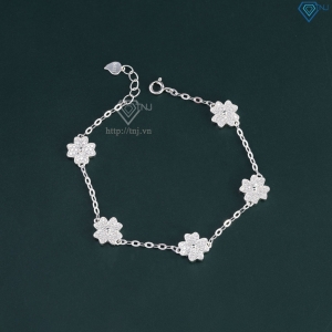 Lắc tay cỏ 4 lá may mắn đính kim full cương Moissanite LTNM0024