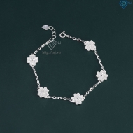 Lắc tay cỏ 4 lá may mắn đính kim full cương Moissanite LTNM0024