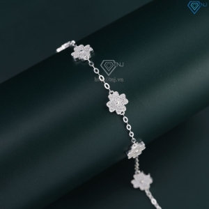 Lắc tay cỏ 4 lá may mắn đính kim full cương Moissanite LTNM0024