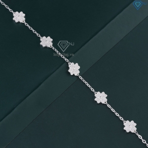 Lắc tay cỏ 4 lá may mắn đính kim full cương Moissanite LTNM0024