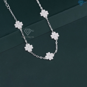 Lắc tay cỏ 4 lá may mắn đính kim full cương Moissanite LTNM0024