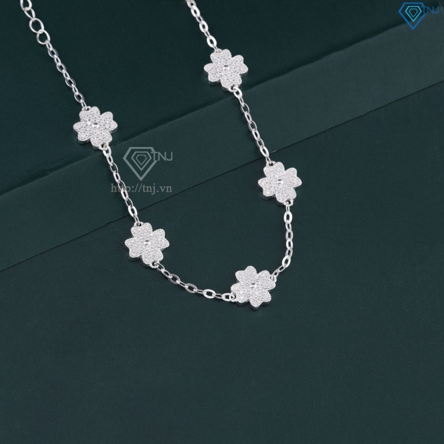 Lắc tay cỏ 4 lá may mắn đính kim full cương Moissanite LTNM0024