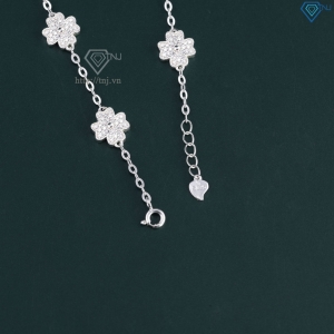 Lắc tay cỏ 4 lá may mắn đính kim full cương Moissanite LTNM0024