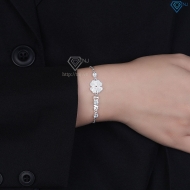 Lắc tay cỏ 4 lá chữ Love đính full kim cương Moissanite 4.0mm LTNM0025