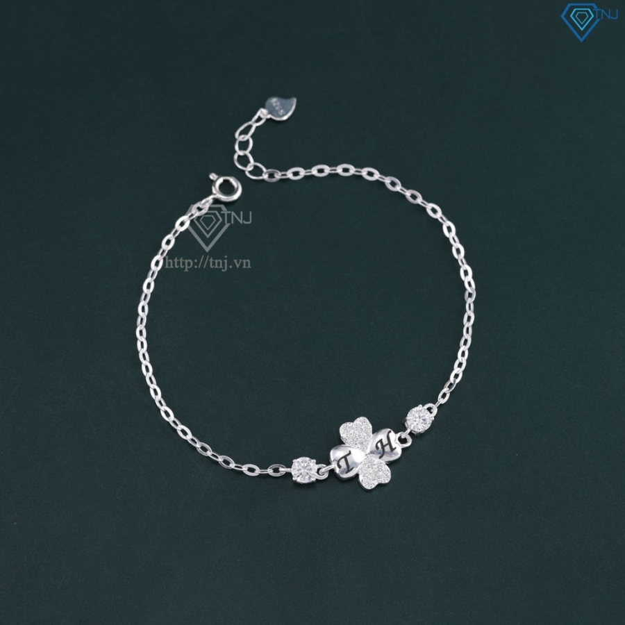 Lắc tay cỏ 4 lá may mắn đính full kim cương Moissanite 4.0mm LTNM0026