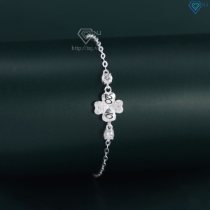 Lắc tay cỏ 4 lá may mắn đính full kim cương Moissanite 4.0mm LTNM0026