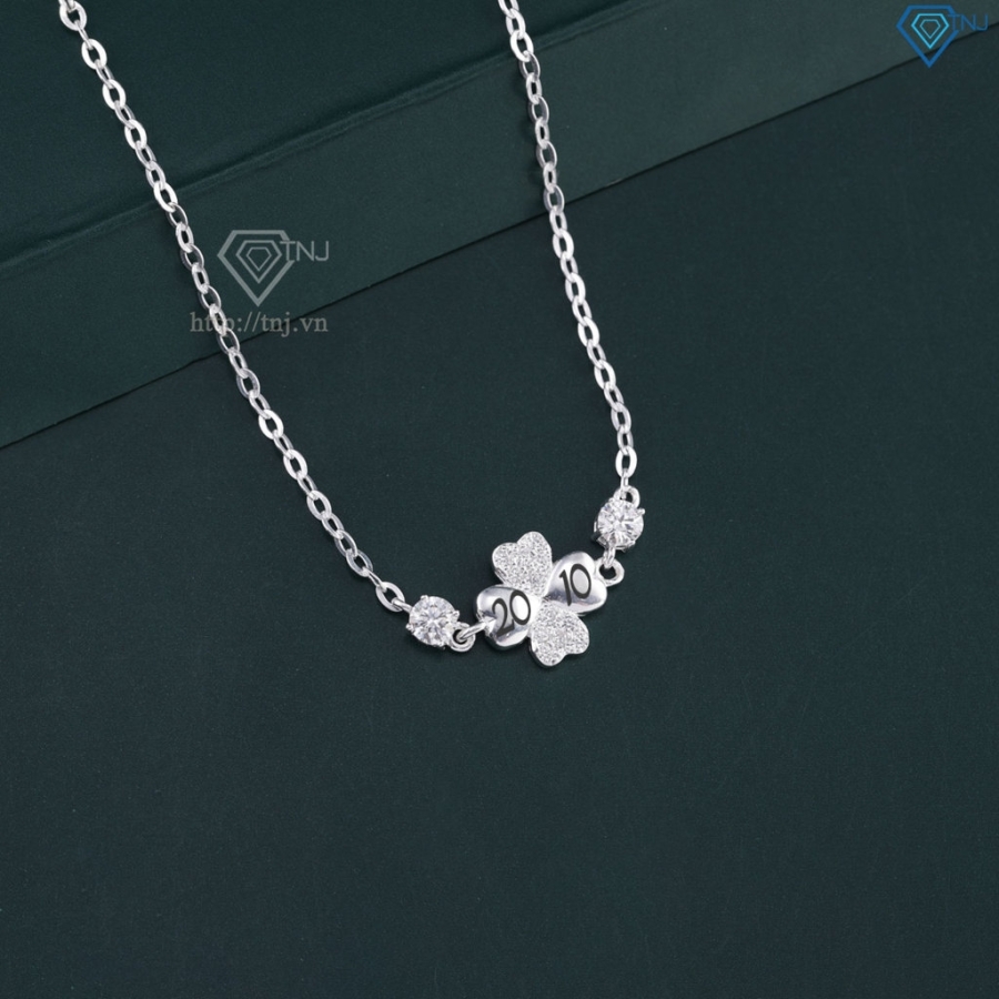 Lắc tay cỏ 4 lá may mắn đính full kim cương Moissanite 4.0mm LTNM0026