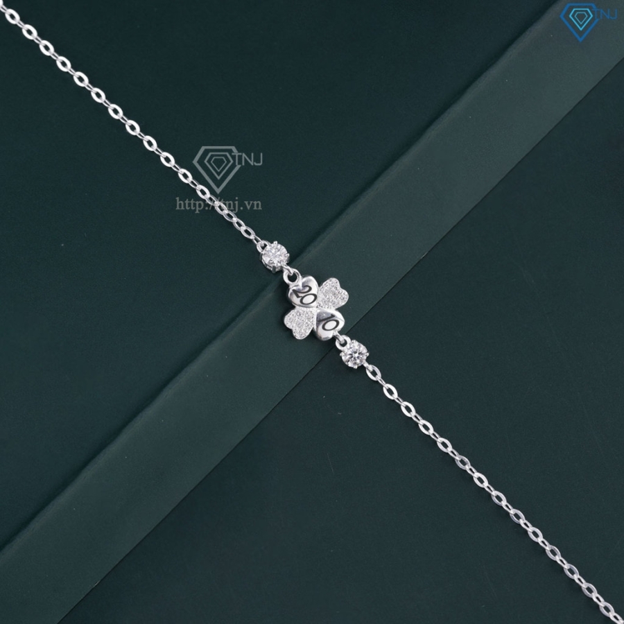Lắc tay cỏ 4 lá may mắn đính full kim cương Moissanite 4.0mm LTNM0026