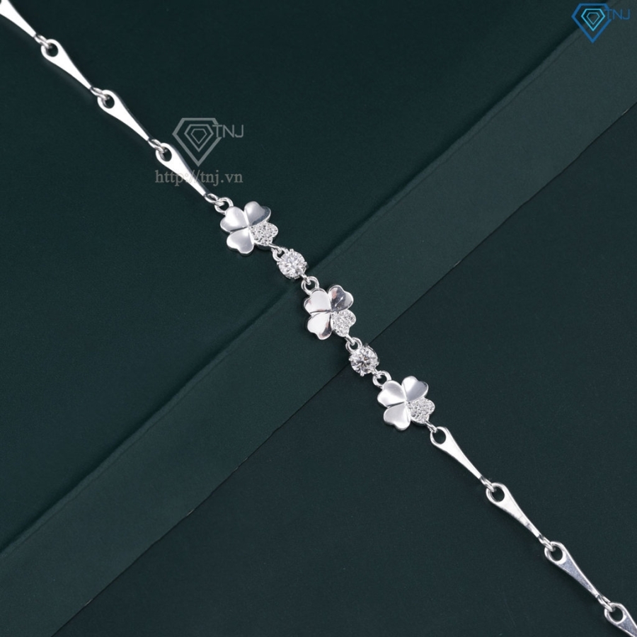 Lắc tay cỏ 4 lá may mắn đính kim cương Moissanite 4.0mm LTNM0027