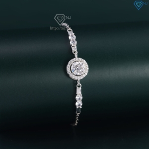 Lắc tay bạc nữ mặt tròn đính kim cương Moissanite 7.0mm LTNM0028