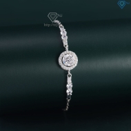 Lắc tay bạc nữ mặt tròn đính kim cương Moissanite 7.0mm LTNM0028