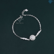 Lắc tay bạc nữ mặt tròn đính kim cương Moissanite 7.0mm LTNM0028