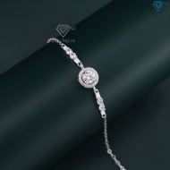 Lắc tay bạc nữ mặt tròn đính kim cương Moissanite 7.0mm LTNM0028