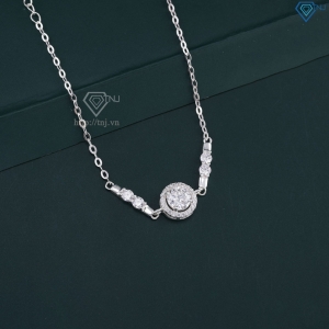 Lắc tay bạc nữ mặt tròn đính kim cương Moissanite 7.0mm LTNM0028
