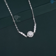 Lắc tay bạc nữ mặt tròn đính kim cương Moissanite 7.0mm LTNM0028