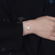 Lắc tay bạc nữ mặt tròn đính kim cương Moissanite 7.0mm LTNM0028