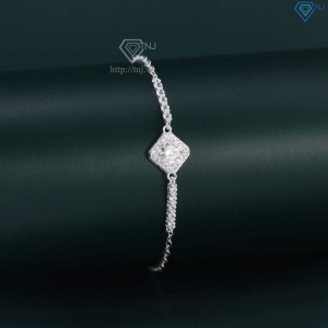 Lắc tay bạc nữ mặt hình vuông đính kim cương Moissanite 6.0mm LTNM0029