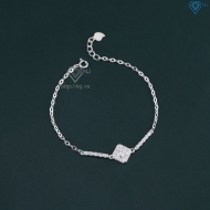 Lắc tay bạc nữ mặt hình vuông đính kim cương Moissanite 6.0mm LTNM0029