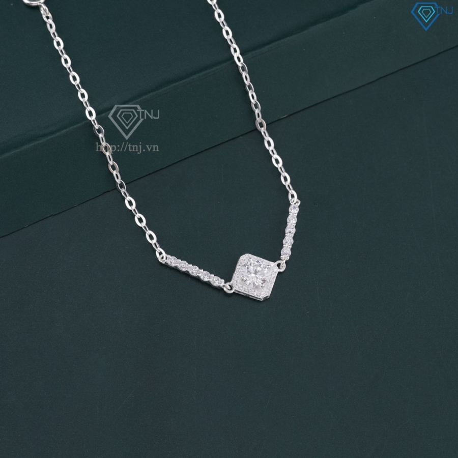 Lắc tay bạc nữ mặt hình vuông đính kim cương Moissanite 6.0mm LTNM0029