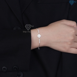Lắc tay bạc nữ mặt hình vuông đính kim cương Moissanite 6.0mm LTNM0029
