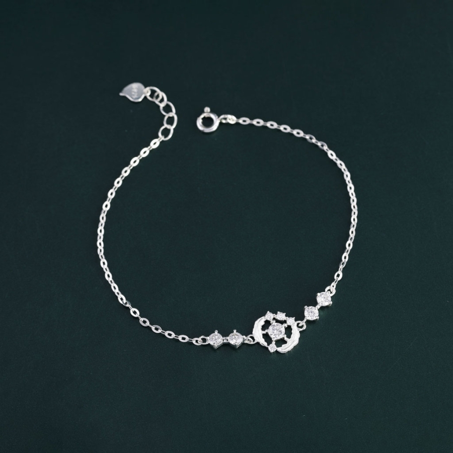 Lắc tay bạc nữ lông vũ đính full kim cương Moissanite LTNM0030