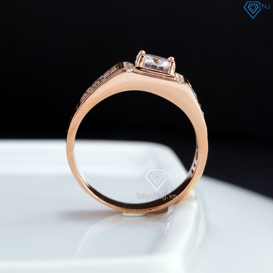 Nhẫn bạc nam xi mạ vàng hồng bản nhỏ NNA0669-XH - Trang sức TNJ