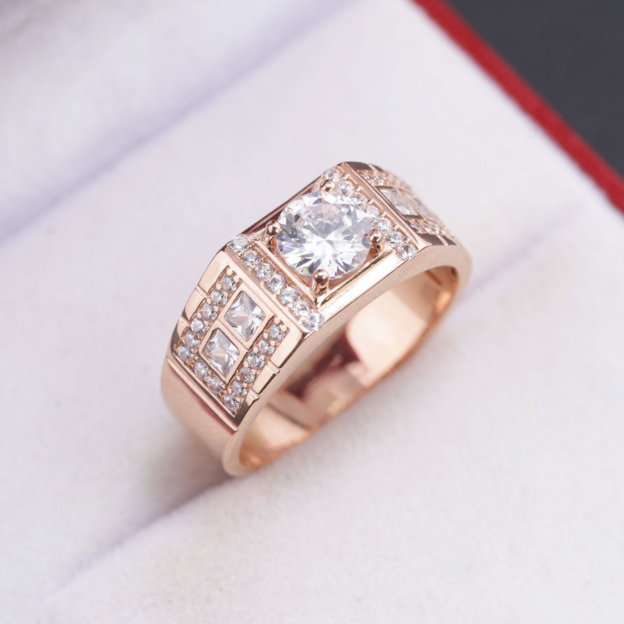 Nhẫn bạc nam xi mạ vàng hồng bản nhỏ NNA0669-XH