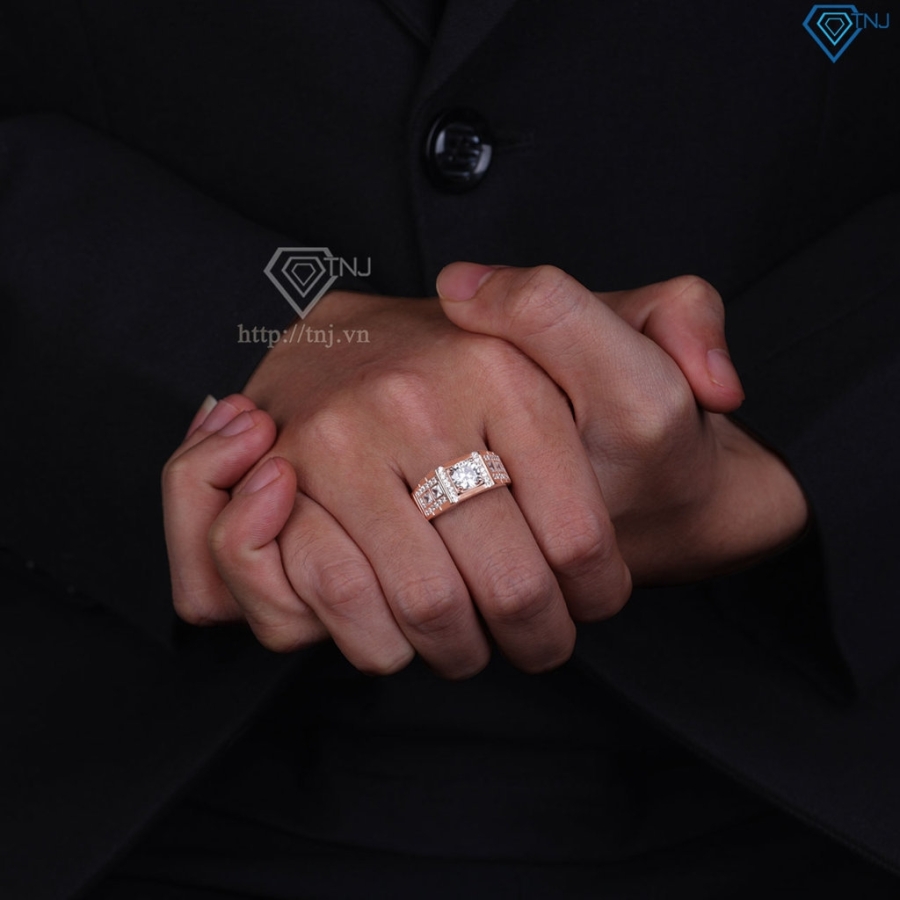 Nhẫn bạc nam xi mạ vàng hồng bản nhỏ NNA0669-XH - Trang sức TNJ