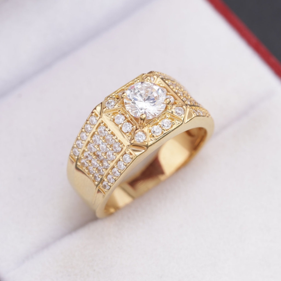 Nhẫn nam bạc xi mạ vàng 18k đính đá NNA0873-XV