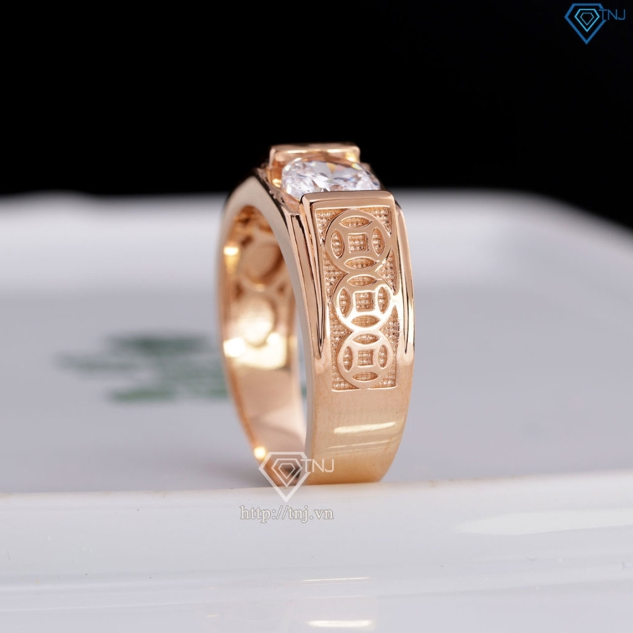 Nhẫn bạc nam xi mạ vàng hồng kim tiền bản nhỏ NNA0879- - Trang sức TNJ