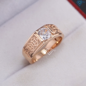 Nhẫn bạc nam xi mạ vàng hồng kim tiền bản nhỏ NNA0879- - Trang sức TNJ