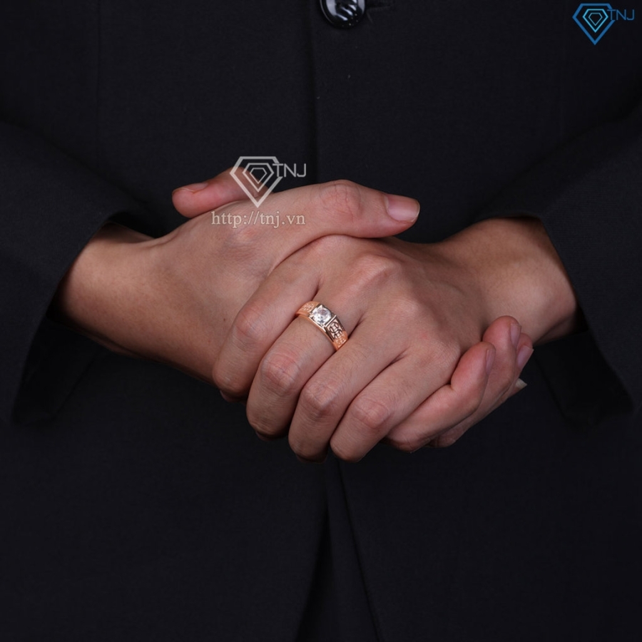 Nhẫn bạc nam xi mạ vàng hồng kim tiền bản nhỏ NNA0879- - Trang sức TNJ