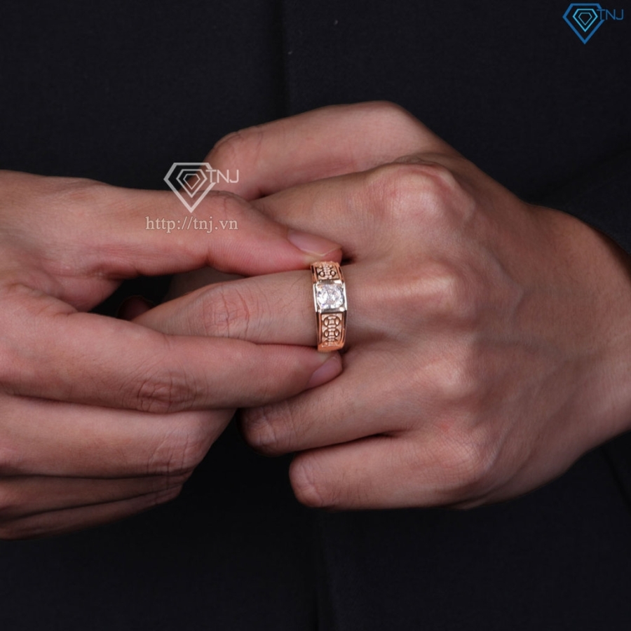 Nhẫn bạc nam xi mạ vàng hồng kim tiền bản nhỏ NNA0879- - Trang sức TNJ