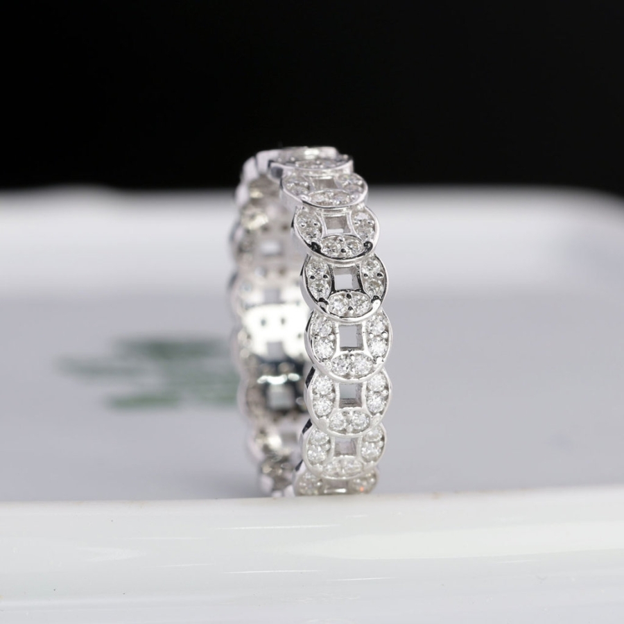 Nhẫn nam kim tiền đính full kim cương Moissanite NNAM0250