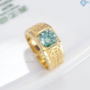 Nhẫn nam kim tiền đính kim cương Moissanite xanh 8.0mm NNAM0240