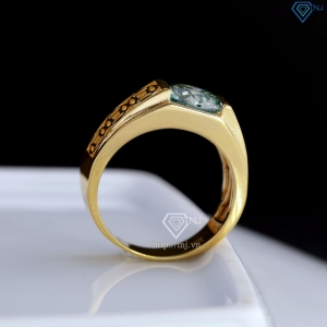 Nhẫn nam kim tiền đính kim cương Moissanite xanh 8.0mm NNAM0240