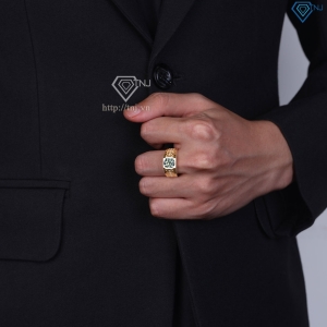 Nhẫn nam kim tiền đính kim cương Moissanite xanh 8.0mm NNAM0240