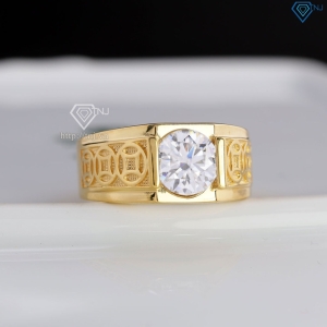 Nhẫn bạc nam kim tiền đính kim cương Moissanite 8.0mm NNAM0240-XV