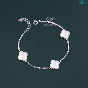 Lắc tay bạc nữ cỏ 4 lá đính đá trắng LTN0287 - Trang Sức TNJ