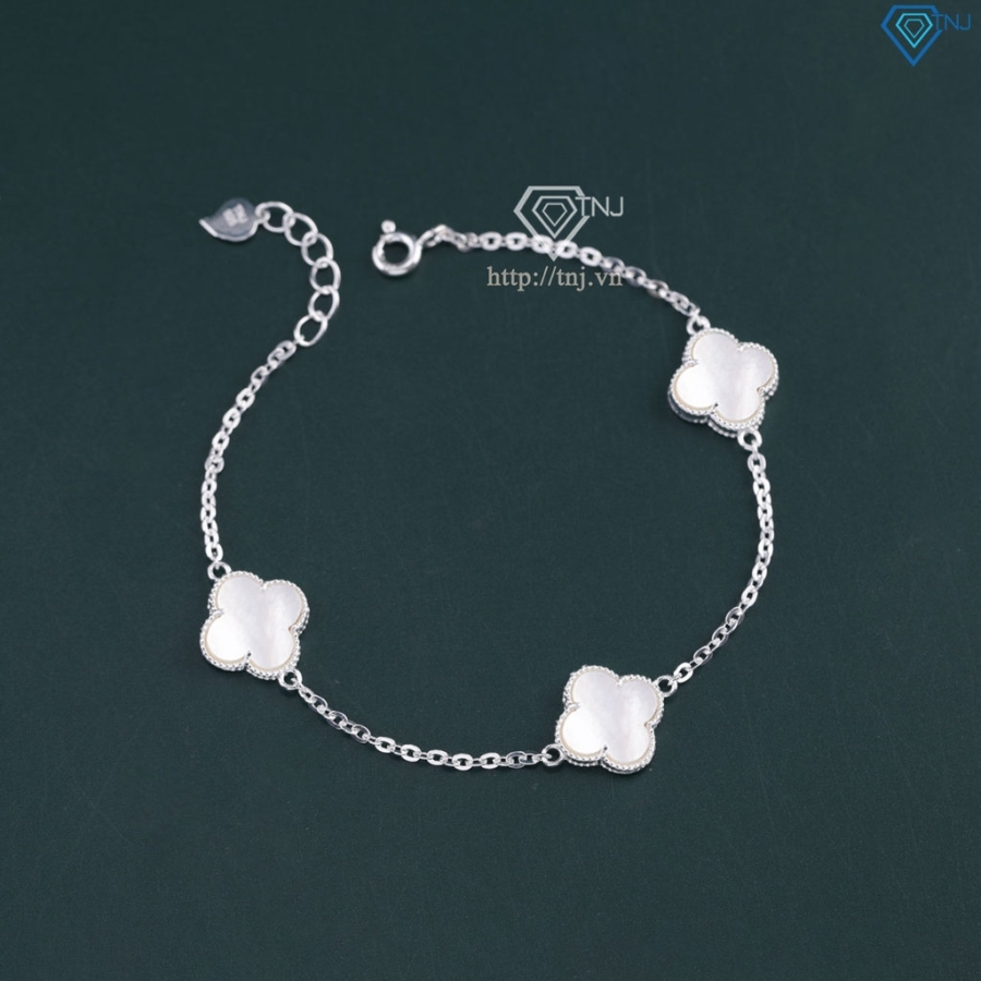 Lắc tay bạc nữ cỏ 4 lá đính đá trắng LTN0287 - Trang Sức TNJ