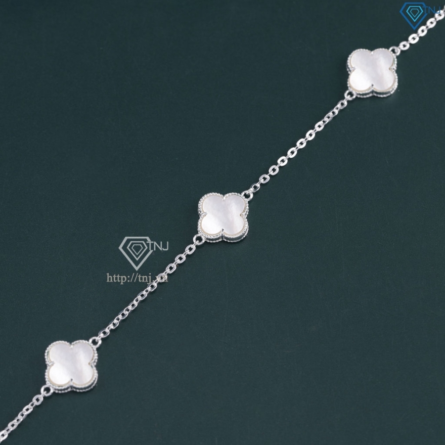 Lắc tay bạc nữ cỏ 4 lá đính đá trắng LTN0287 - Trang Sức TNJ