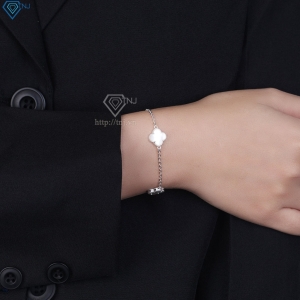 Lắc tay bạc nữ cỏ 4 lá đính đá trắng LTN0287 - Trang Sức TNJ