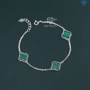 Lắc tay bạc nữ cỏ 4 lá đính đá xanh lá LTN0287 - Trang Sức TNJ