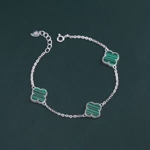 Lắc tay bạc nữ cỏ 4 lá đính đá xanh lá LTN0287